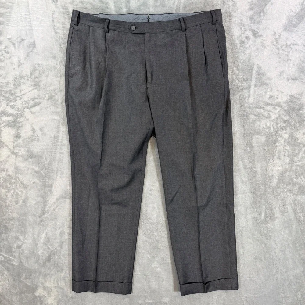J‎ Hilburn Vitale Barberis Canonico Wool Pleated Dress Pants Men's 42x30 Gray